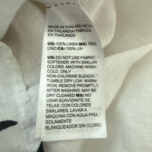 womens white linen top white palm leaf sleeve Lagenlook size 6 artsy tropical - Picture 4 of 6